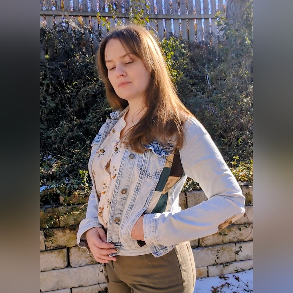 Patchwork Denim Jacket. Small. Upcycled Handmade. - Picture 8 of 10